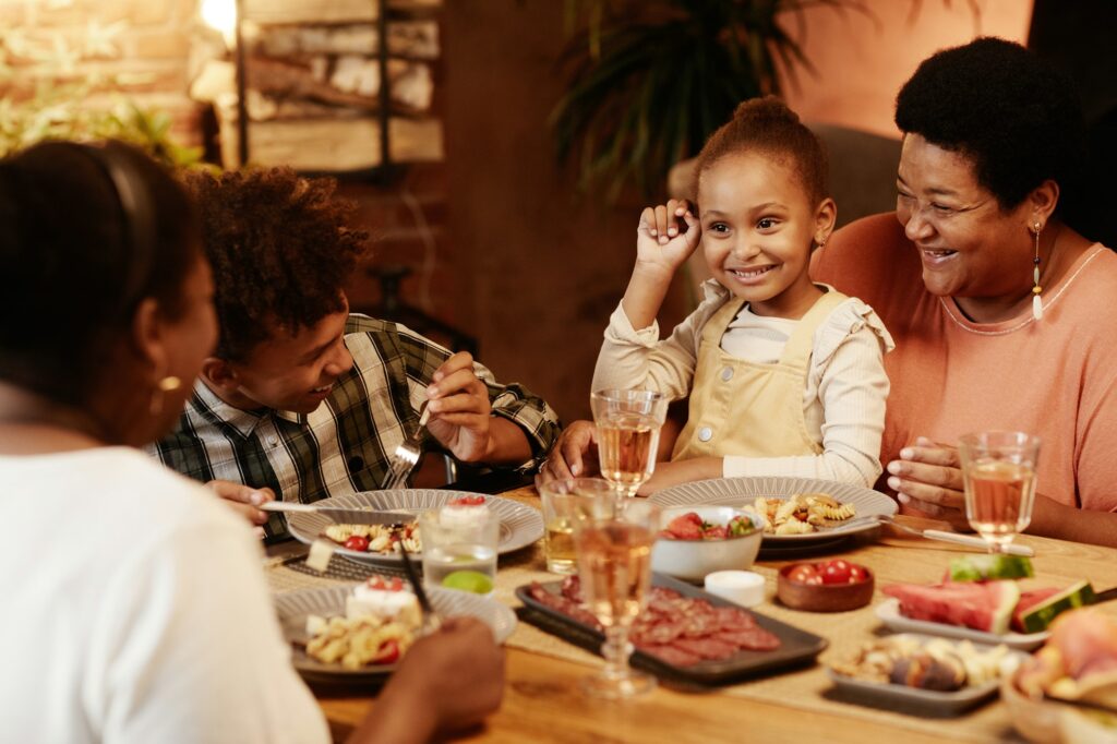 African American Family at Dinner Table