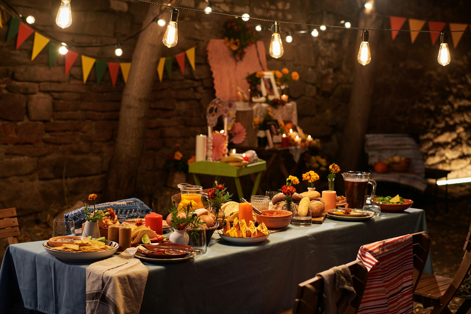 Dinner table setting for holiday