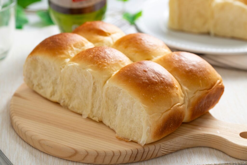 Golden brown dinner rolls bread