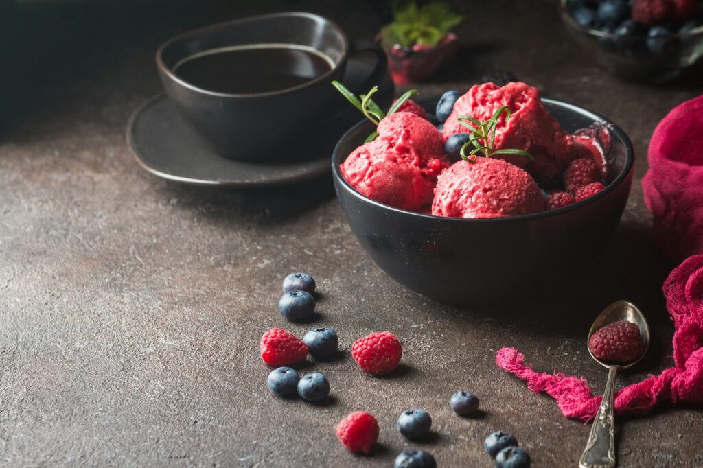 Homemade berry ice cream