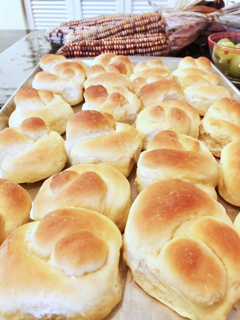 Homemade dinner rolls, ready to be served.