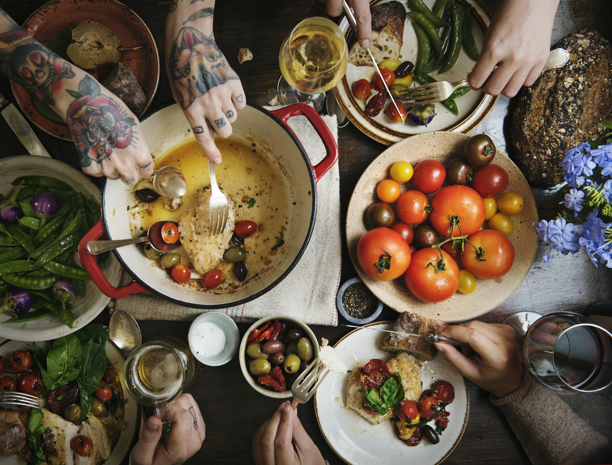 Roasted chicken dinner food photography recipe idea