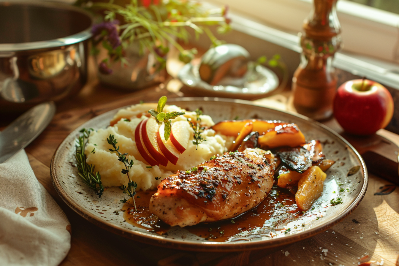 calisthzack A cozy home kitchen scene bathed in soft natural 197778eb d710 4f82 837d 4eeb9d2138b9 2 Apple and Honey-Glazed Chicken Tenders – Sweet & Savory delight